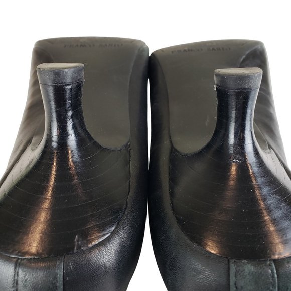 Franco Sarto Black Leather Open Toe Pump Kitten Heels with Bow 9M - Picture 7 of 10